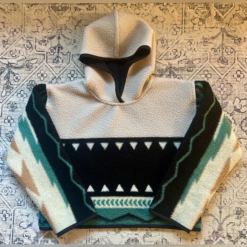 Handmade Upcycled Vintage Aztec Blanket and Sherpa Hoodie